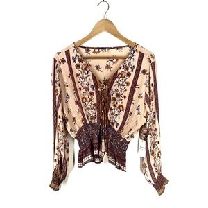 GYPSY LOVE,NWT Boho Shirt SzXL Crop Elastic Waist